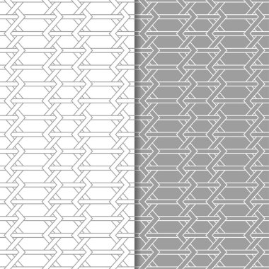 Geometrik süsler kümesi. Gri ve beyaz Dikişsiz desen web, Tekstil ve duvar kağıtları için