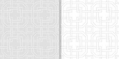 Işık gri geometrik süsler. Web, Tekstil ve duvar kağıtları için dikişsiz desen seti