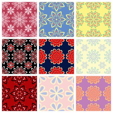 Renkli çiçek öğeleri kümesiyle. Çiçek seamless modeli. 