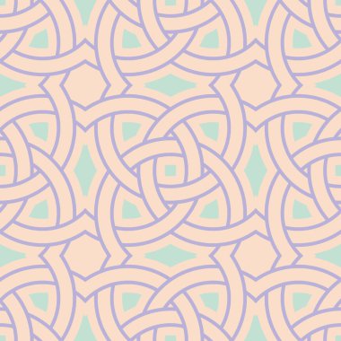 Geometrik seamless modeli. Bej renkli arka plan duvar kağıtları, Tekstil ve kumaş için mor ve mavi öğeleri ile