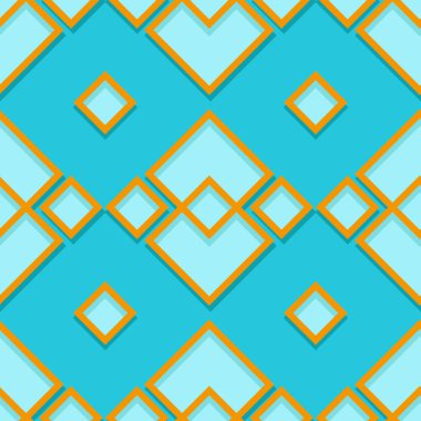 Kesintisiz geometrik desen. Mavi ve turuncu 3d tasarım. Vektör çizim