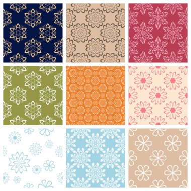 Renkli çiçek öğeleri kümesiyle. Çiçek seamless modeli. 