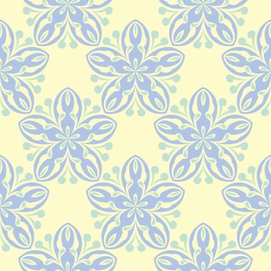 Çiçek bej seamless modeli. Bej renkli arka plan duvar kağıtları, Tekstil ve kumaş için mavi ve yeşil ışık çiçek tasarımları ile