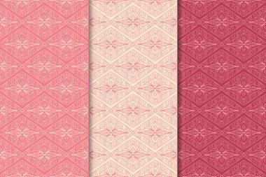 Geometrik süsler kümesi. Web, Tekstil ve duvar kağıtları için kiraz kırmızı Dikişsiz desen