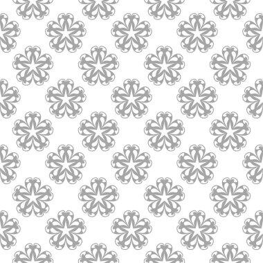 Beyaz arka plan üzerine açık gri çiçek süsleme. Tekstil ve duvar kağıtları için seamless modeli