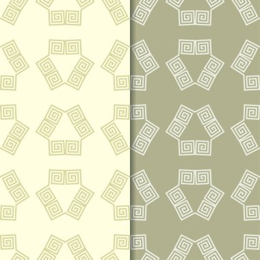 Zeytin yeşili geometrik süsler. Web, Tekstil ve duvar kağıtları için dikişsiz desen seti