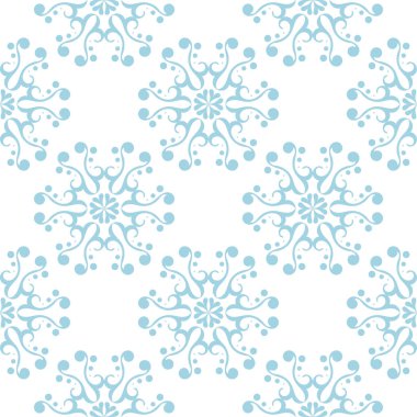 Beyaz zemin üzerine mavi çiçek süsleme. Tekstil ve duvar kağıtları için seamless modeli