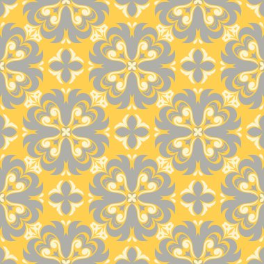 Çiçek arka plan. Sarı gri ve beyaz Dikişsiz desen duvar kağıdı, Tekstil ve kumaş için