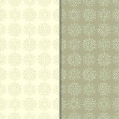 Zeytin yeşili çiçek arka planlar. Tekstil ve duvar kağıtları için dikişsiz desen seti