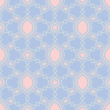 Duvar kağıtları, Tekstil ve kumaş için bej ve pembe elemanları ile geometrik mavi seamless modeli