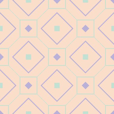Geometrik çok renkli seamless modeli. Bej renkli arka plan duvar kağıtları, Tekstil ve kumaş için mor ve mavi tasarım öğeleri ile