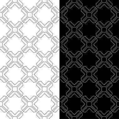 Geometrik süsler kümesi. Web, Tekstil ve duvar kağıtları için siyah ve beyaz Dikişsiz desen
