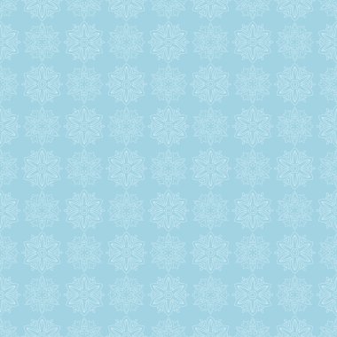 Mavi zemin üzerine beyaz çiçek desenli. Tekstil ve duvar kağıtları için sorunsuz süsleme