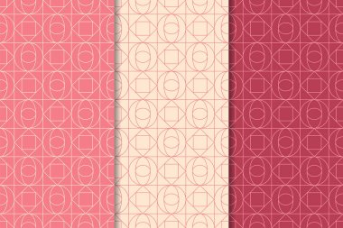 Kiraz kırmızı geometrik yazdırır. Web, Tekstil ve duvar kağıtları için dikey Dikişsiz desen seti