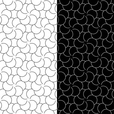 Siyah ve beyaz geometrik süsler. Web, Tekstil ve duvar kağıtları için dikişsiz desen seti