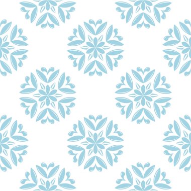 Beyaz zemin üzerine mavi çiçek tasarım. Tekstil ve duvar kağıtları için seamless modeli