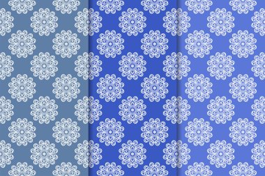 Çiçek süsler kümesi. Mavi dikey Dikişsiz desen. Duvar kağıdı arka plan