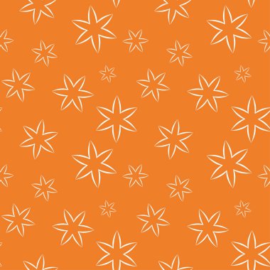 Turuncu zemin üzerine beyaz çiçek süsleme. Tekstil ve duvar kağıtları için seamless modeli