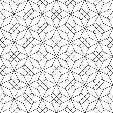 Beyaz arka planda siyah geometrik tasarım. Web, Tekstil ve duvar kağıtları için seamless modeli