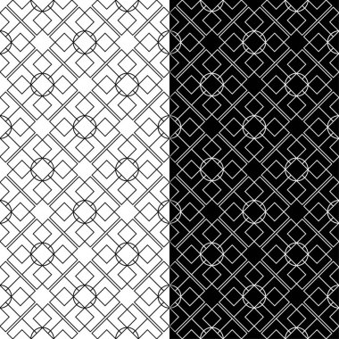 Web, Tekstil ve duvar kağıtları için dikişsiz desen siyah ve beyaz geometrik ayarla
