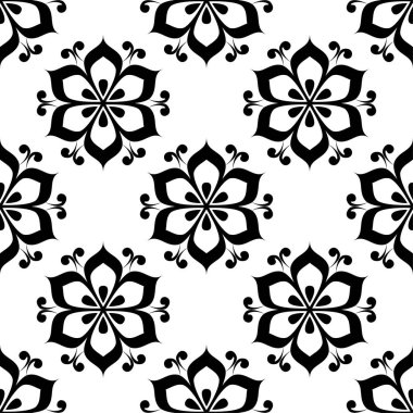 Çiçek siyah beyaz tek renkli seamless modeli. Çiçeğe öğeleri için duvar kağıdı arka plan.