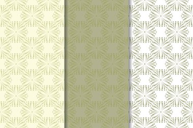 Zeytin yeşili çiçek arka planlar. Tekstil ve duvar kağıtları için dikişsiz desen seti