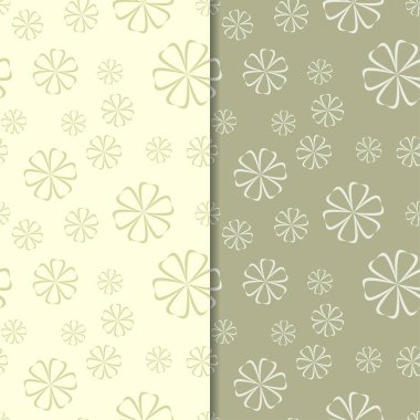 Zeytin yeşili çiçek arka planlar. Tekstil ve duvar kağıtları için dikişsiz desen seti