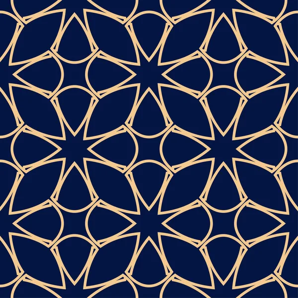 Gouden Blauwe Geometrische Sieraad Naadloze Patroon Voor Web Textiel Achtergronden — Stockvector