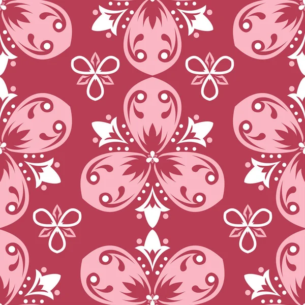 Motif Floral Rouge Sans Couture Fond Écran Rouge Pâle Beige — Image vectorielle