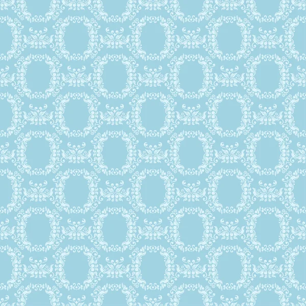 White Floral Pattern Blue Background Seamless Ornament Textile Wallpapers — Stock Vector