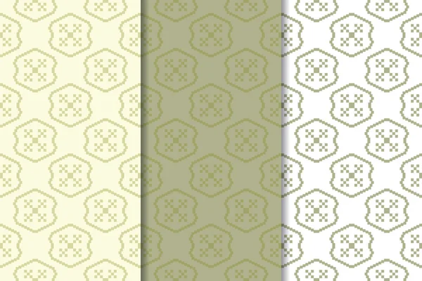Ensemble Géométrique Vert Olive Blanc Motifs Verticaux Sans Couture Pour — Image vectorielle