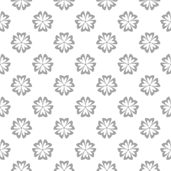 Diseño Ornamental Floral Gris Claro Sobre Blanco Patrón Sin Costuras — Vector de stock