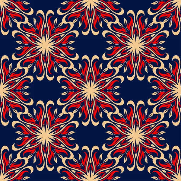 Motif Floral Sans Couture Fond Écran Coloré Rouge Bleu Pour — Image vectorielle