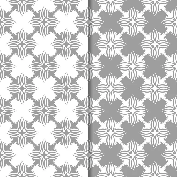 Bílé Šedé Sada Květinové Pozadí Bezproblémové Vzory Pro Textil Tapety — Stockový vektor