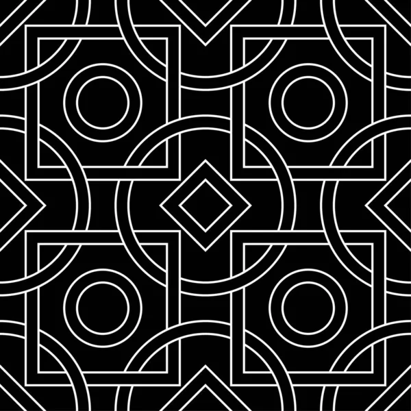 Schwarz Weißes Geometrisches Ornament Nahtloses Muster Für Web Textilien Und — Stockvektor