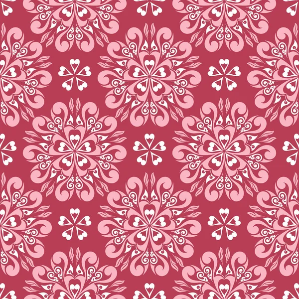 Florales Nahtloses Muster Roter Hintergrund Für Tapeten Textilien Und Stoffe — Stockvektor