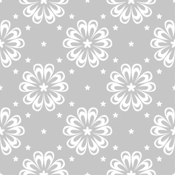 Design Floral Blanc Sur Fond Gris Modèle Sans Couture Pour — Image vectorielle