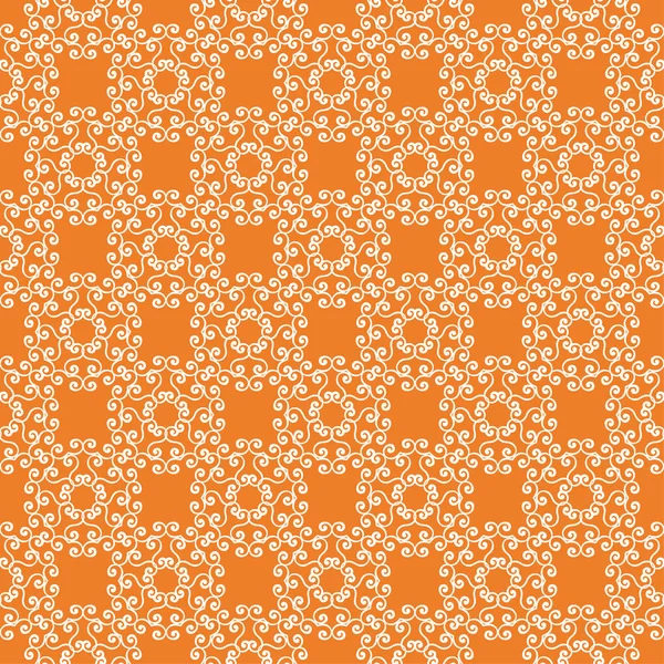 Weißer Blumenschmuck Auf Orange Nahtloses Muster Für Textilien Und Tapeten — Stockvektor