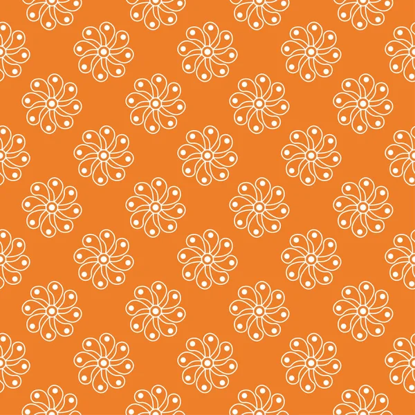 Oranje Bloemen Sieraad Met Witte Elementen Naadloze Patroon Voor Textiel — Stockvector