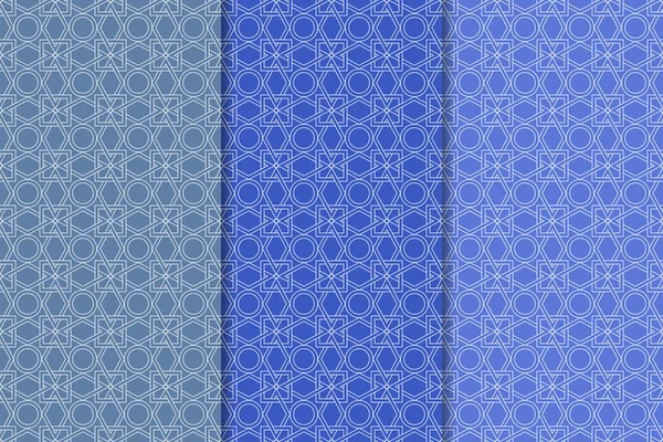 Blå Geometriska Vertikala Sömlösa Mönster För Webb Textil Och Bakgrundsbilder — Stock vektor