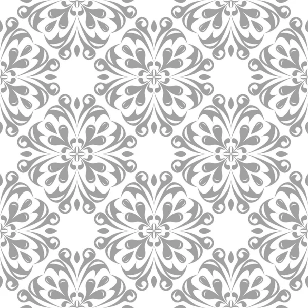 Diseño Floral Gris Claro Sobre Fondo Blanco Patrón Sin Costuras — Archivo Imágenes Vectoriales