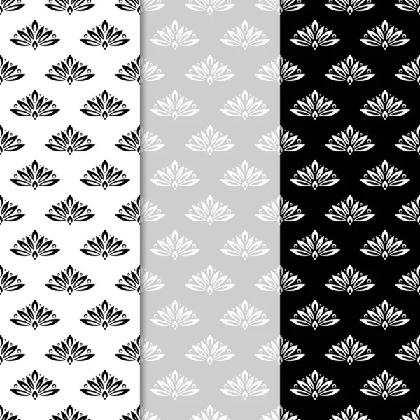 Floral Backgrounds Black White Seamless Pattern Designs Wallpapers Textile — Stock Vector