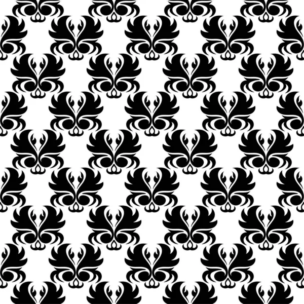 Black Floral Ornament White Seamless Background Seamless Pattern Textile Wallpapers — Stock Vector