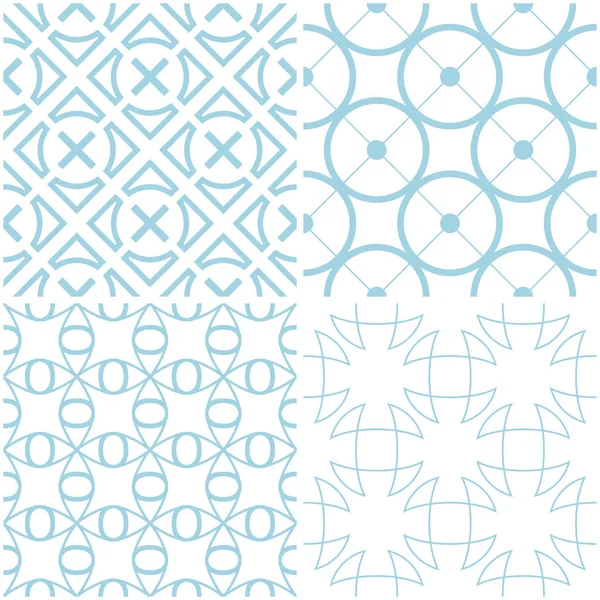 Geometrik desenler. Beyaz mavi öğeleri kümesi. Sorunsuz arka planlar. Vektör çizim
