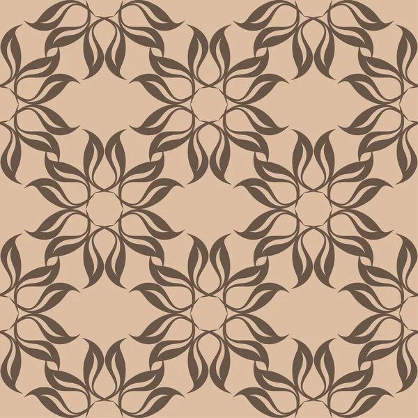 Braune Florale Ornamente Auf Beigem Hintergrund Nahtloses Muster Für Textilien — Stockvektor