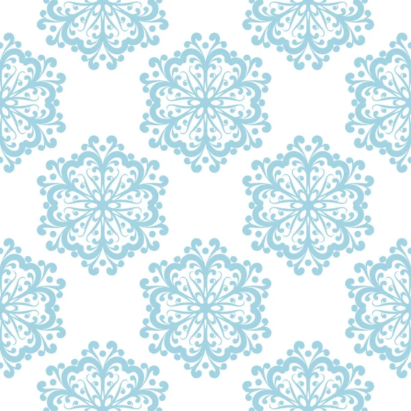Blue Floral Ornament White Background Seamless Pattern Textile Wallpapers — Stock Vector