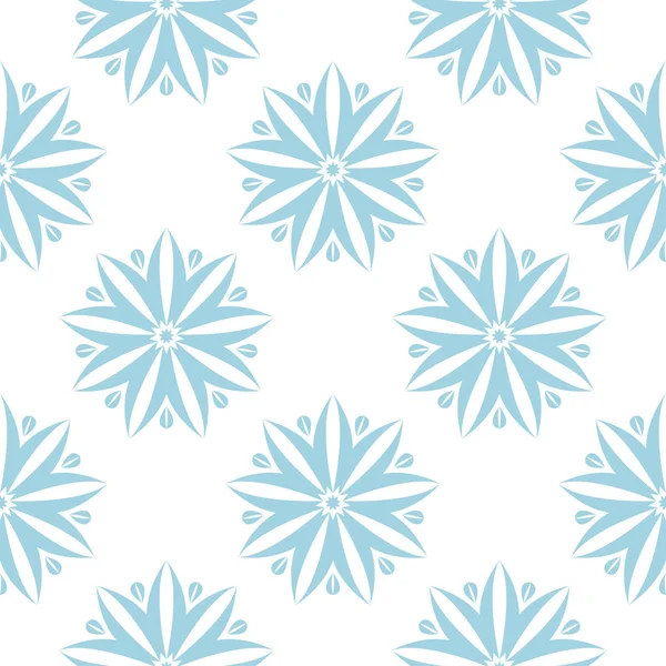Adorno Floral Azul Sobre Fondo Blanco Patrón Sin Costuras Para — Archivo Imágenes Vectoriales