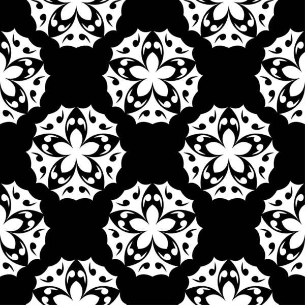 Witte Bloemen Ornament Zwarte Achtergrond Naadloze Patroon Voor Textiel Wallpapers — Stockvector