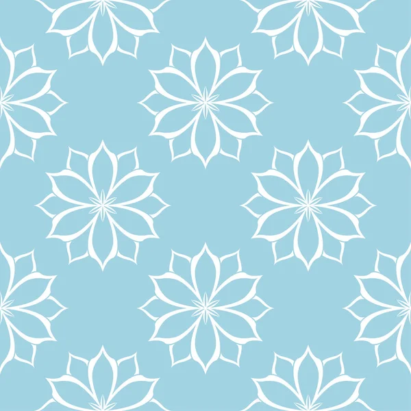 Weißer Blumenschmuck Auf Blauem Hintergrund Nahtloses Muster Für Textilien Und — Stockvektor