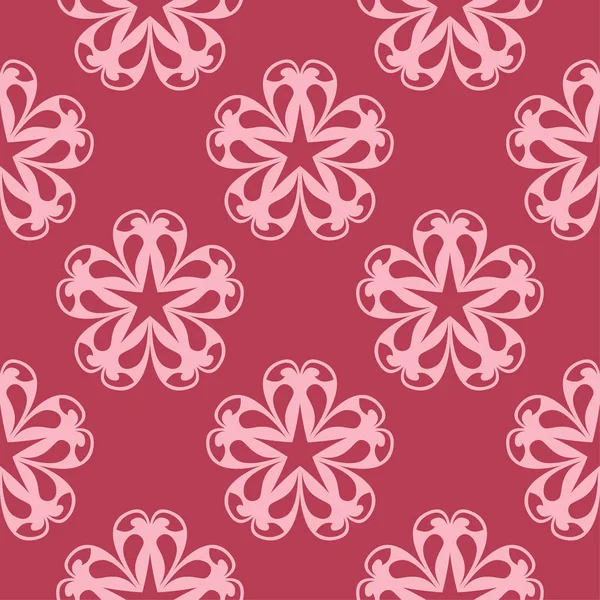 Blumenschmuck Auf Rotem Hintergrund Nahtloses Muster Für Textilien Und Tapeten — Stockvektor
